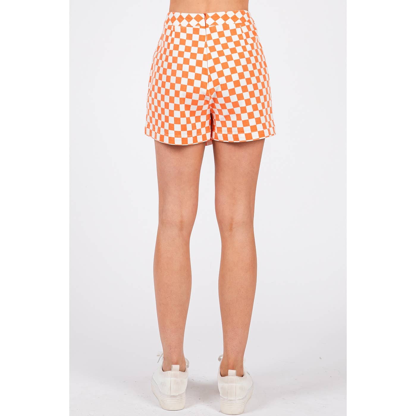 Checkered Game Day Orange and White Mini Skort