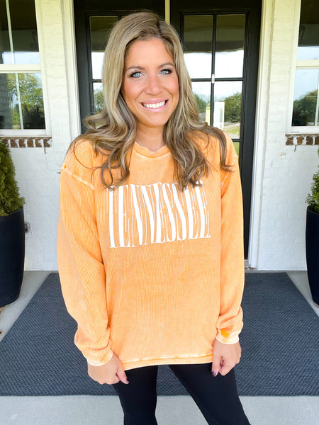 Tennessee Licensed Light Orange Corded Crewneck Sweatshirt