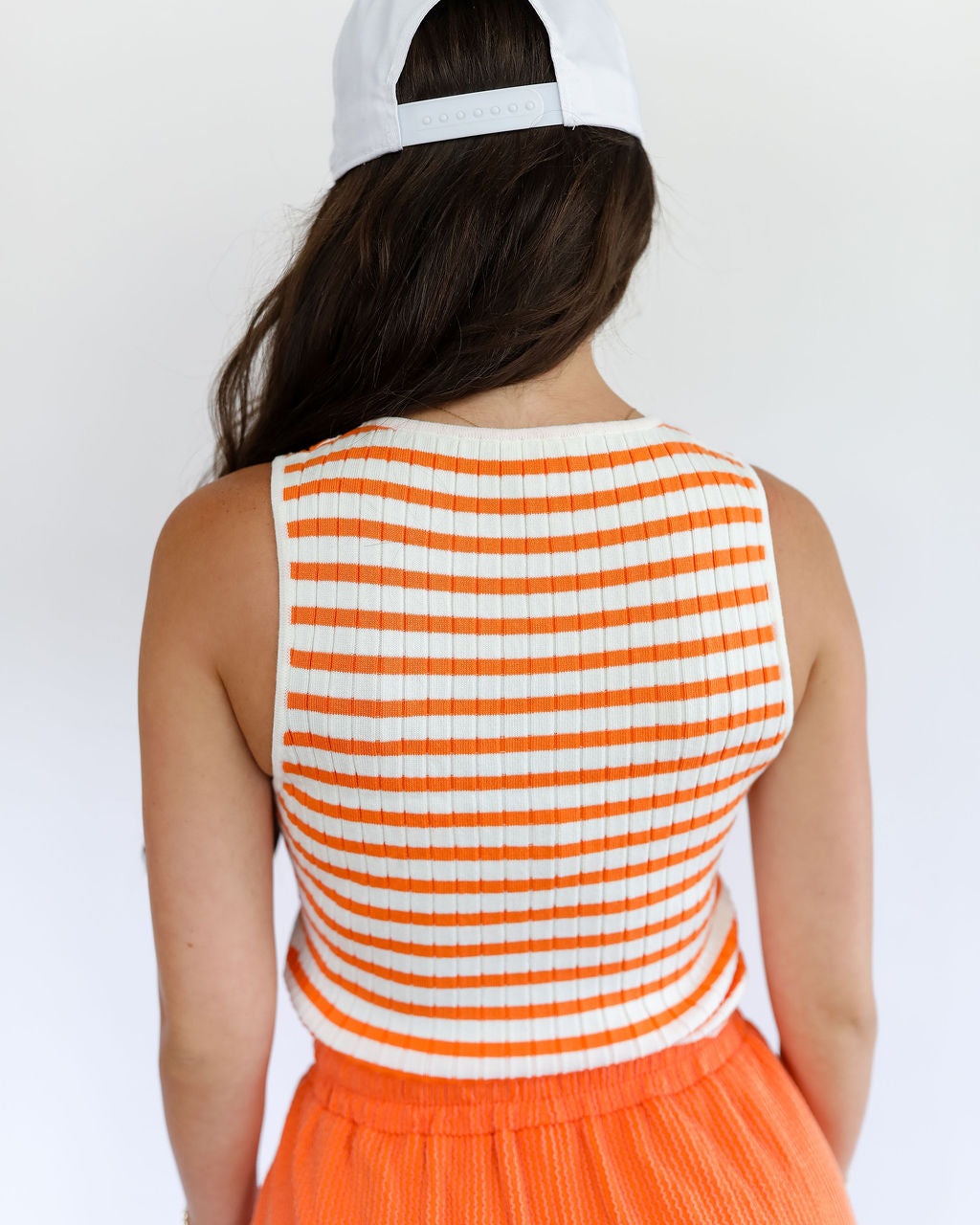 Orange and White Striped Crop Tank
