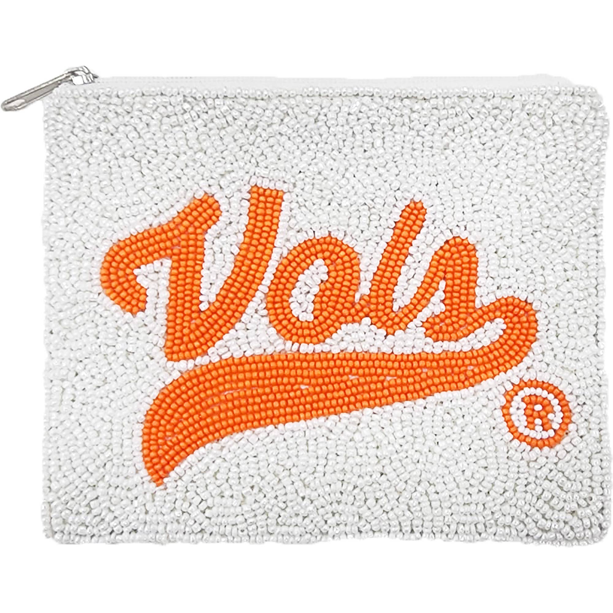 White Vols Beaded Pouch