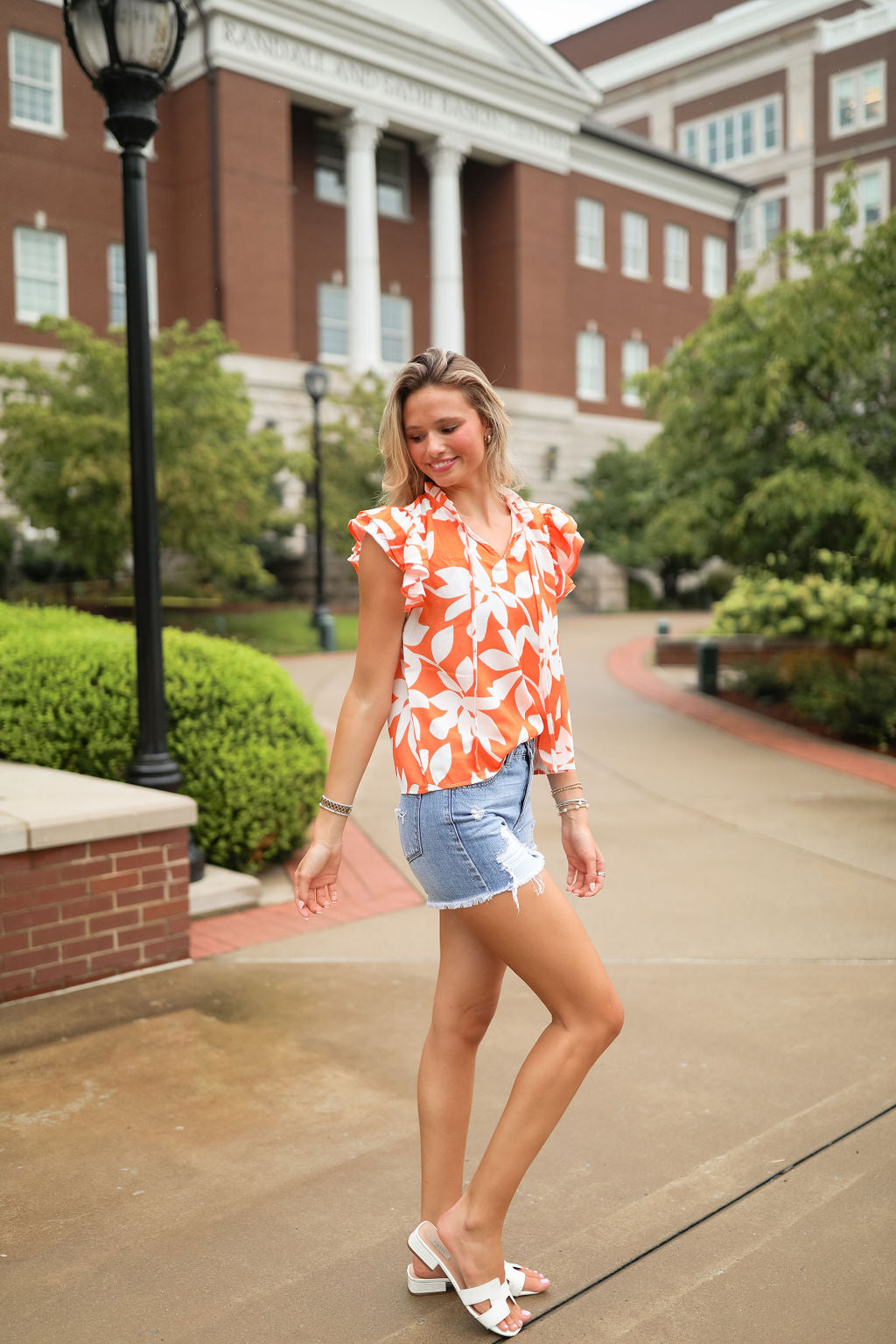 Katherine Orange Floral Top