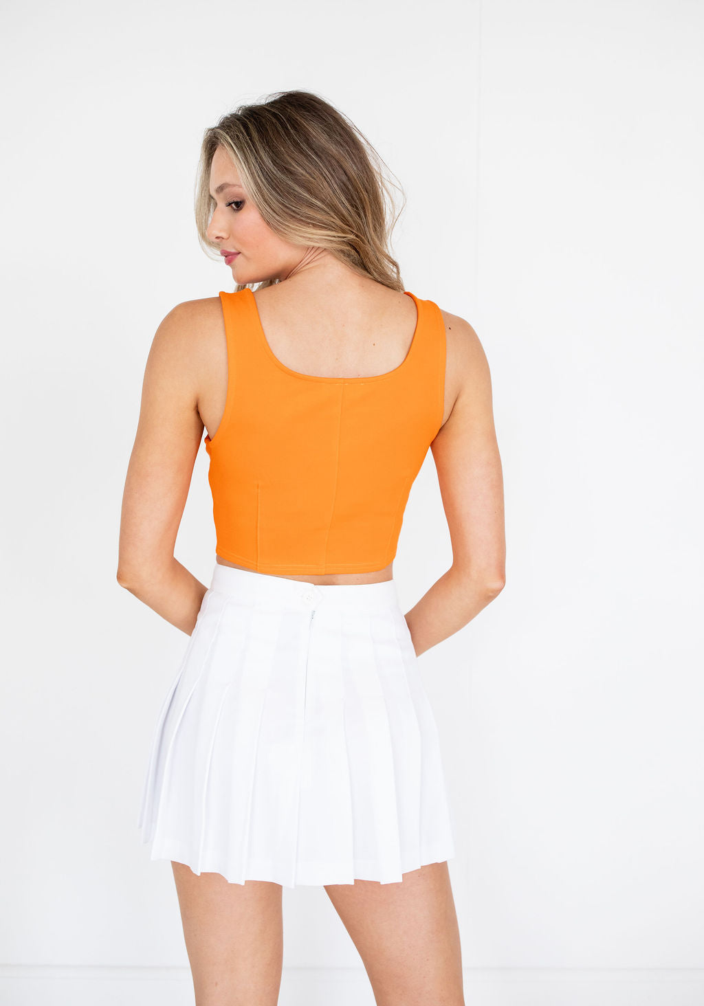 Orange Corset Crop Tank