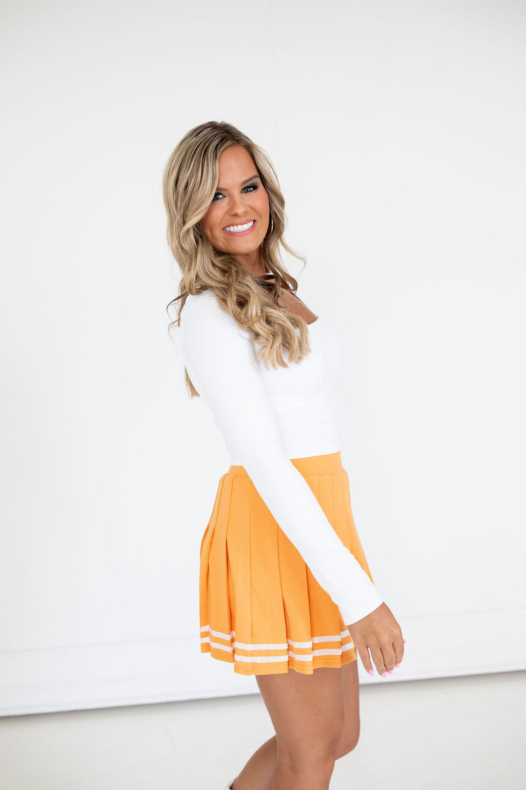Katie's Pleated Sequin Trim Skort
