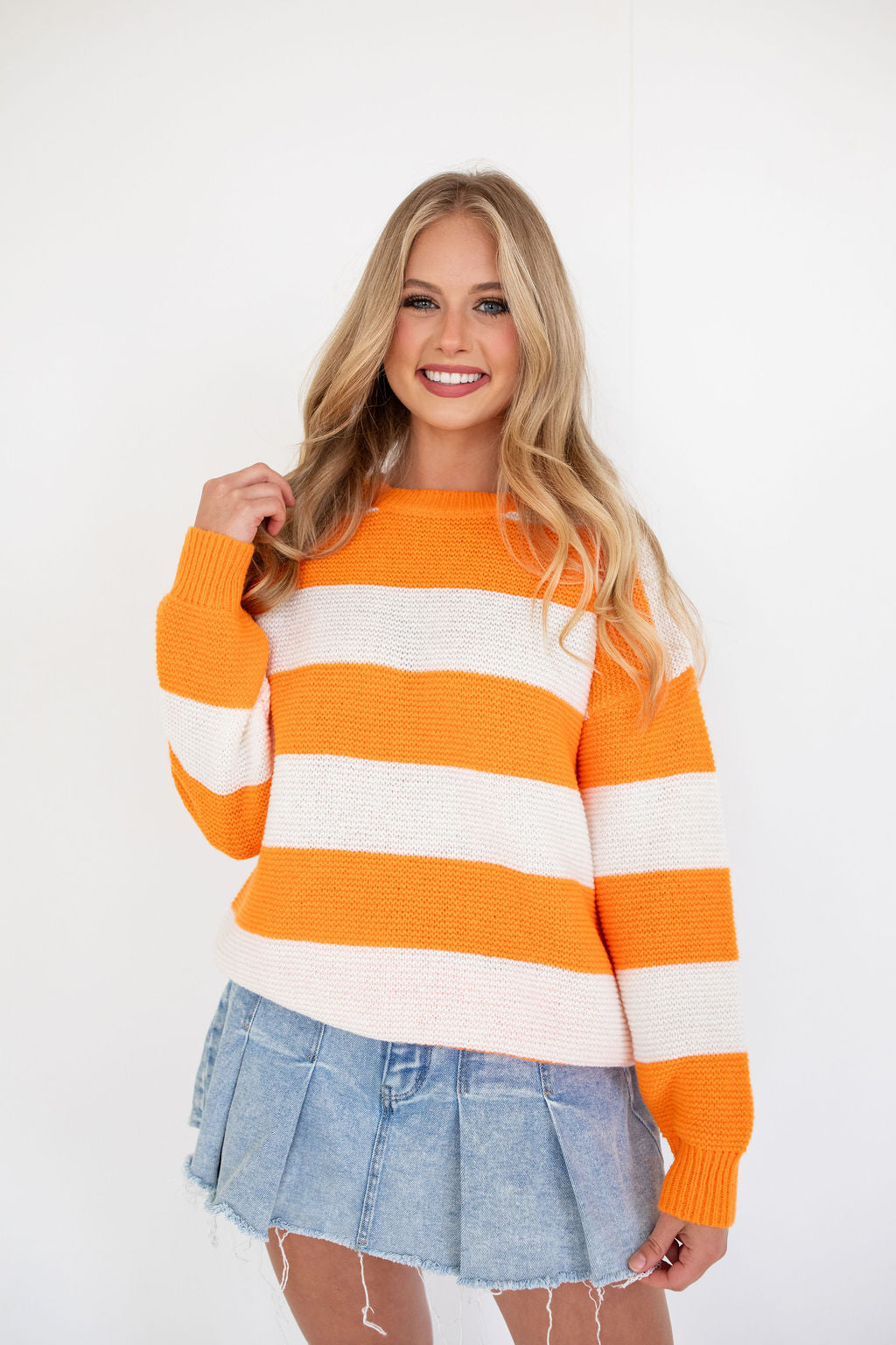 Orange and White Striped Sweater
