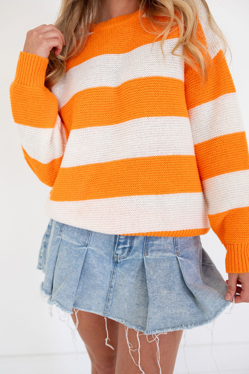 Orange and White Striped Sweater