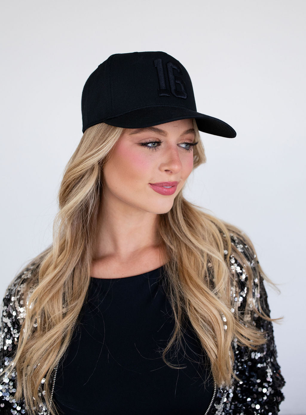 Hat: 16 Black on Black