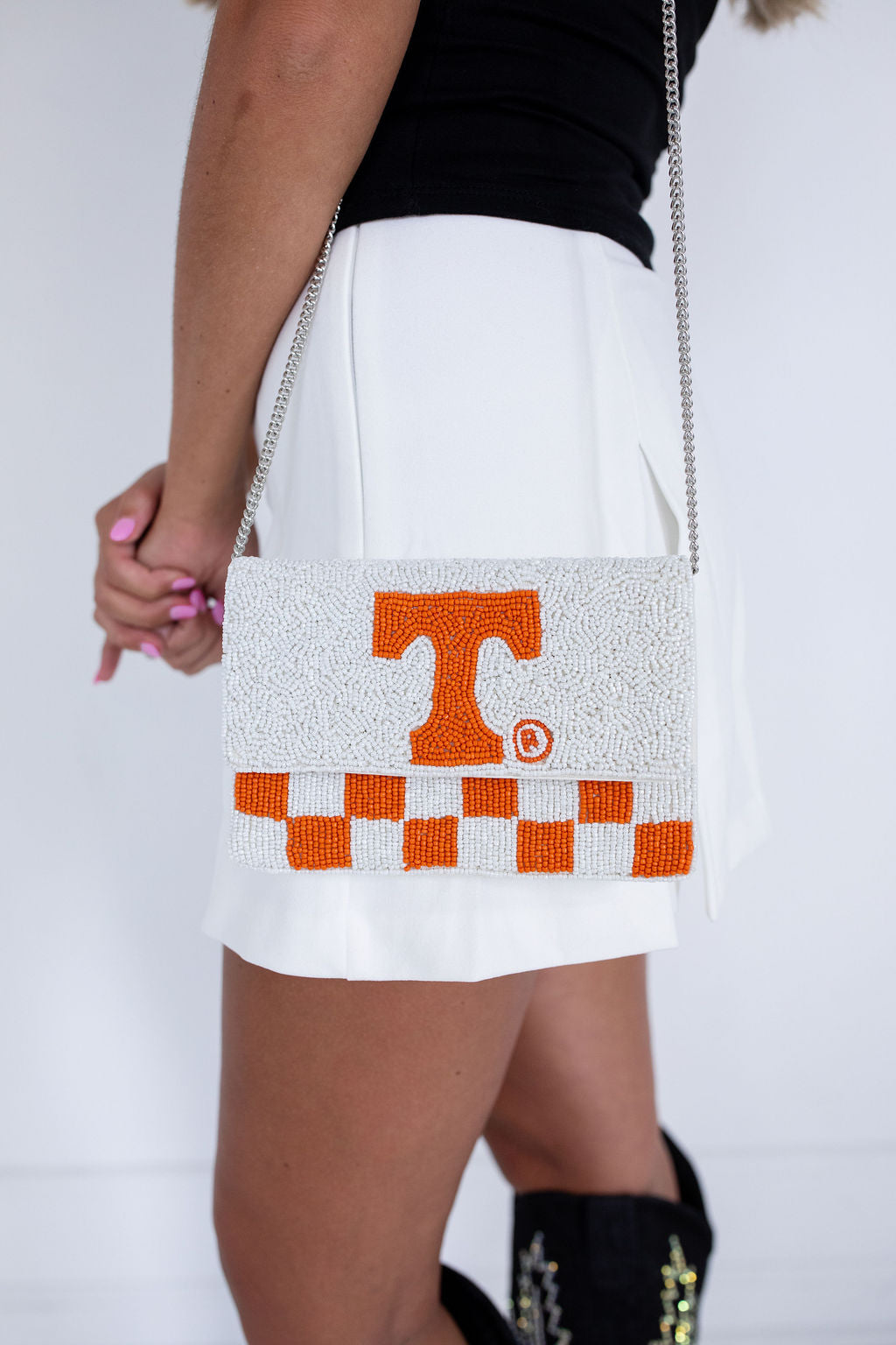 Tennessee White Beaded Bag