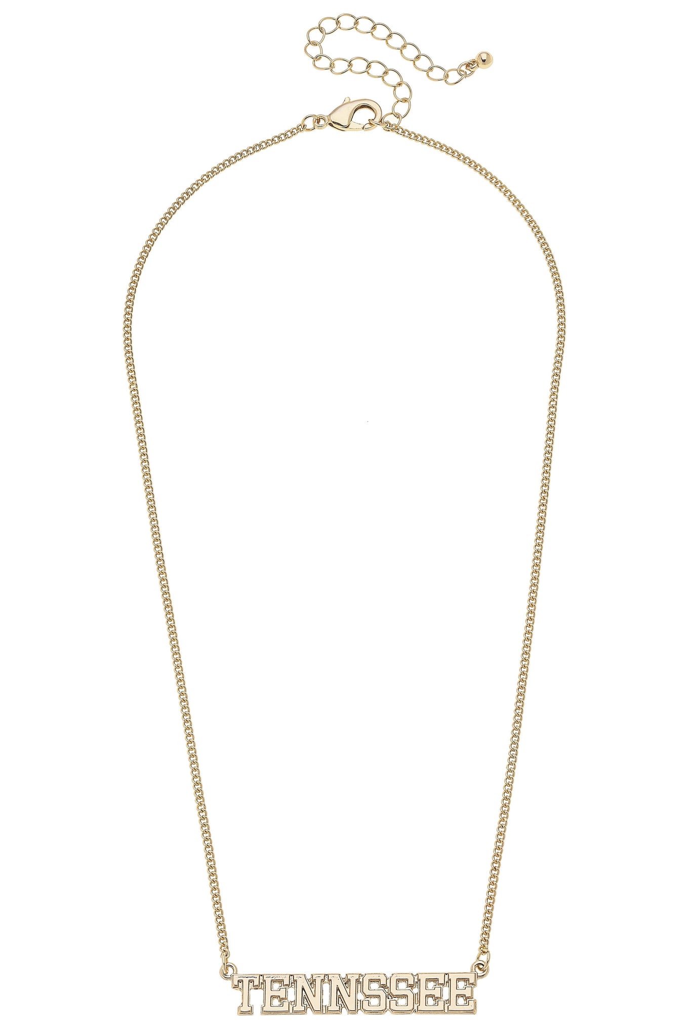 Tennessee Vols Varsity Outline Necklace in Shiny Gold