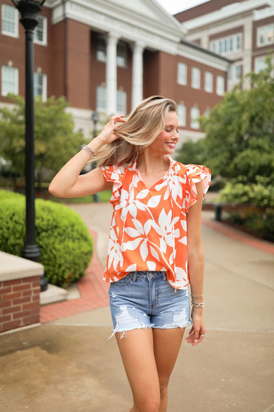 Katherine Orange Floral Top