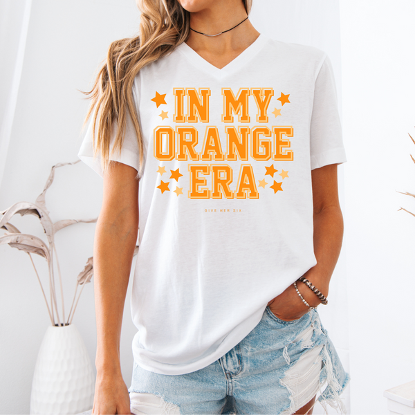 Orange Era White Vneck