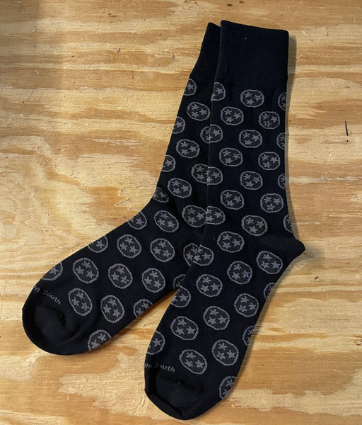 Tennessee TN Tri Star Black Socks