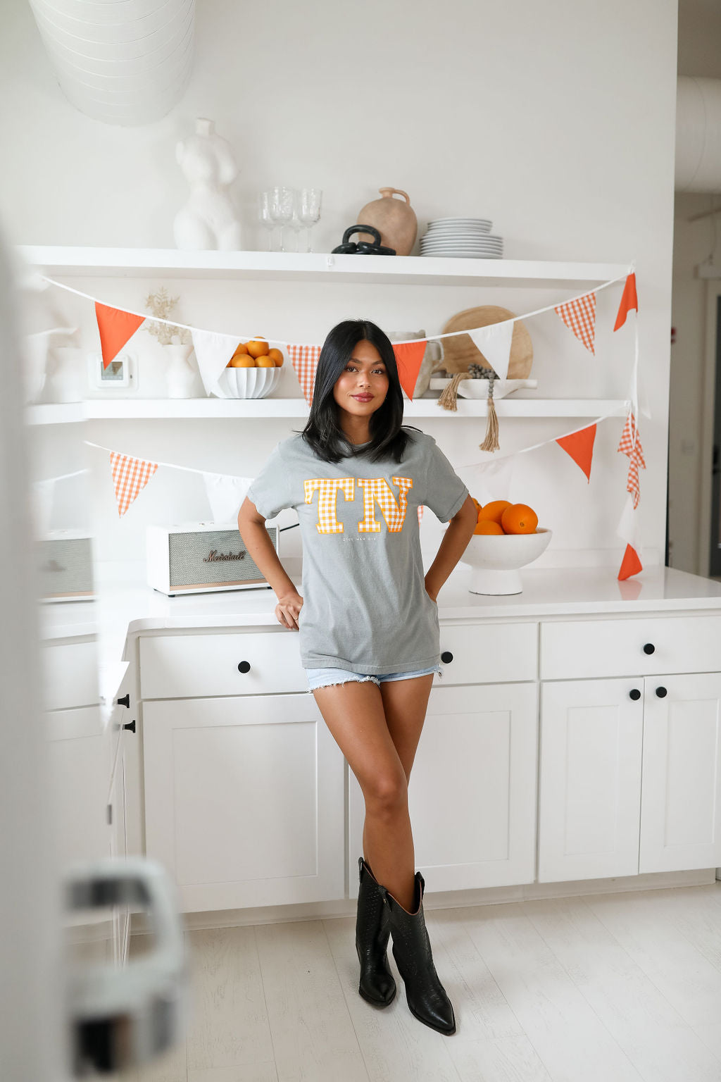 TN Gingham Grey Short Sleeve Tee