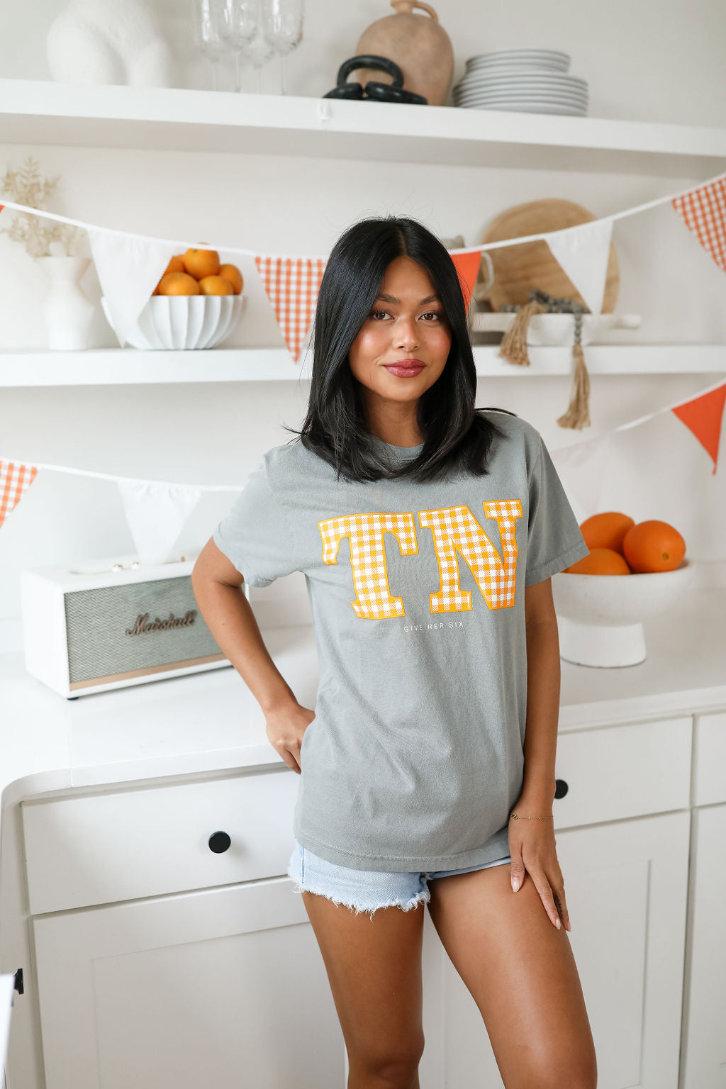 TN Gingham Grey Short Sleeve Tee