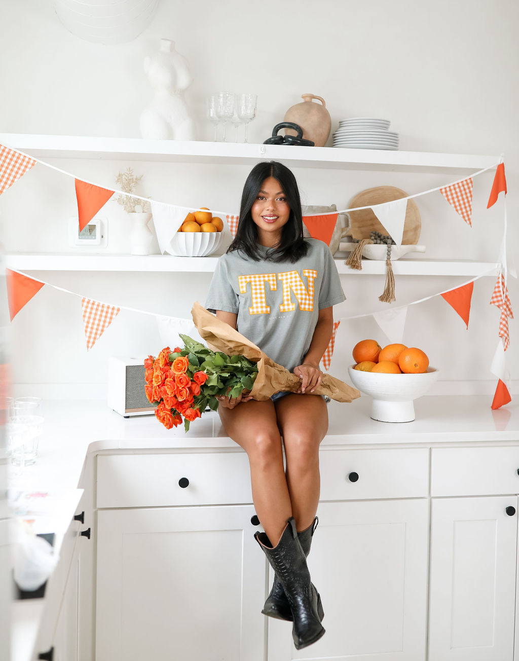 TN Gingham Grey Short Sleeve Tee