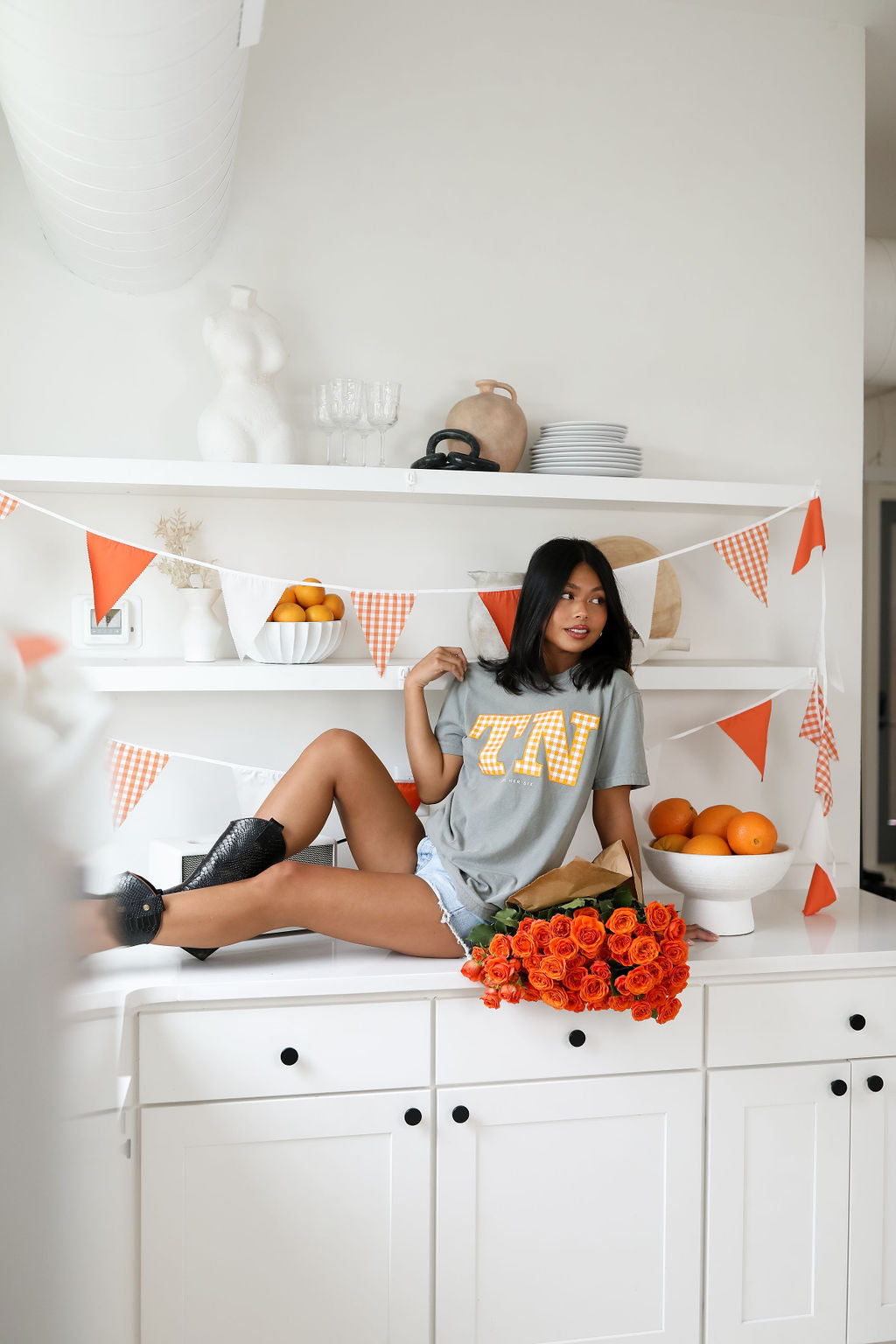 TN Gingham Grey Short Sleeve Tee