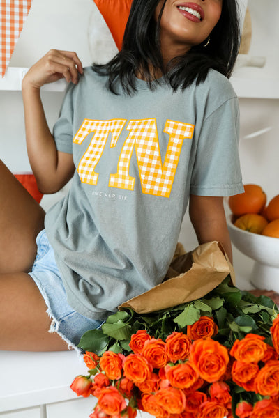 TN Gingham Grey Short Sleeve Tee