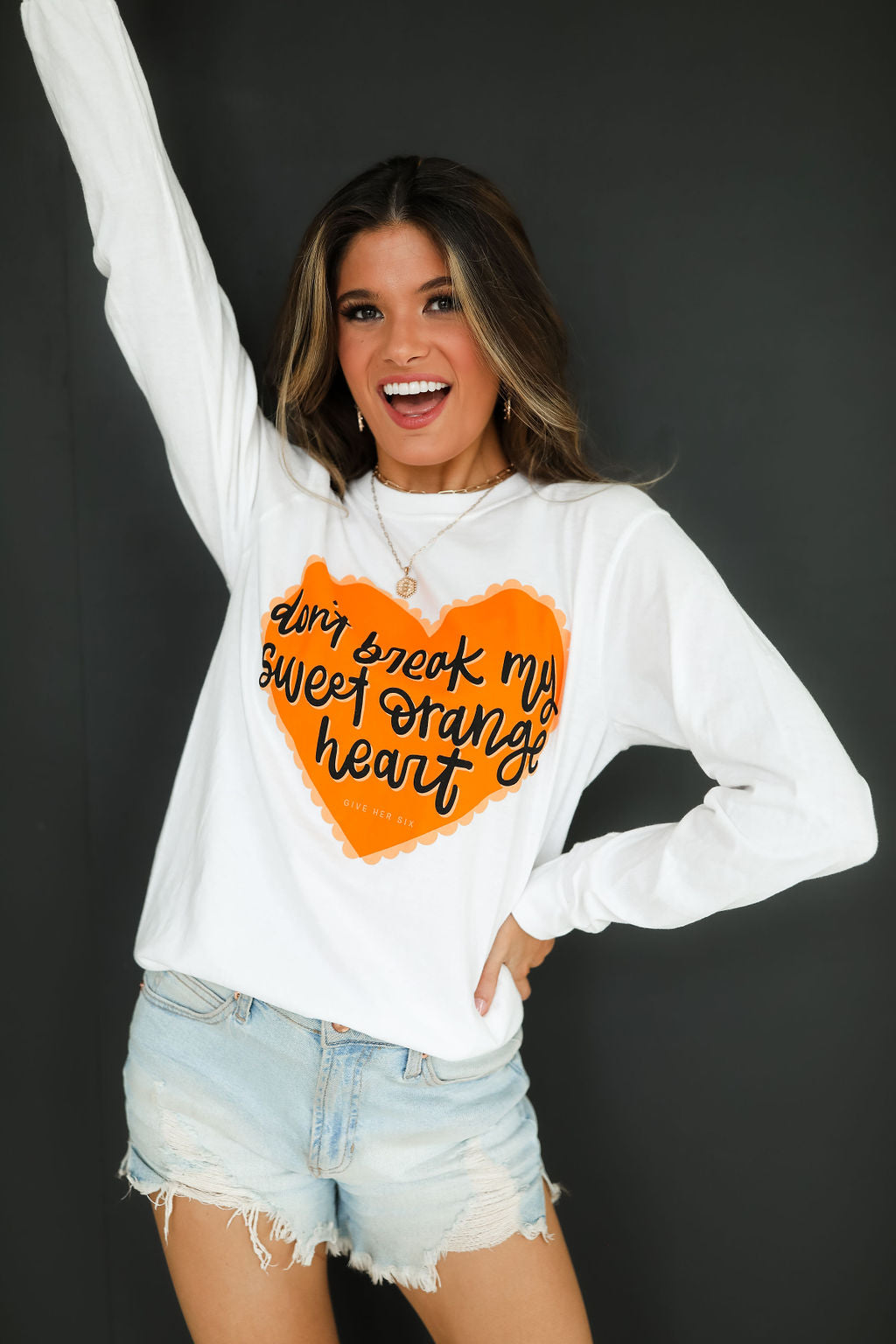 Sweet Orange Heart Long Sleeve