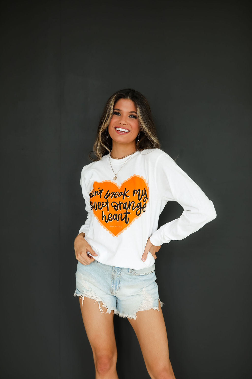 Sweet Orange Heart Long Sleeve