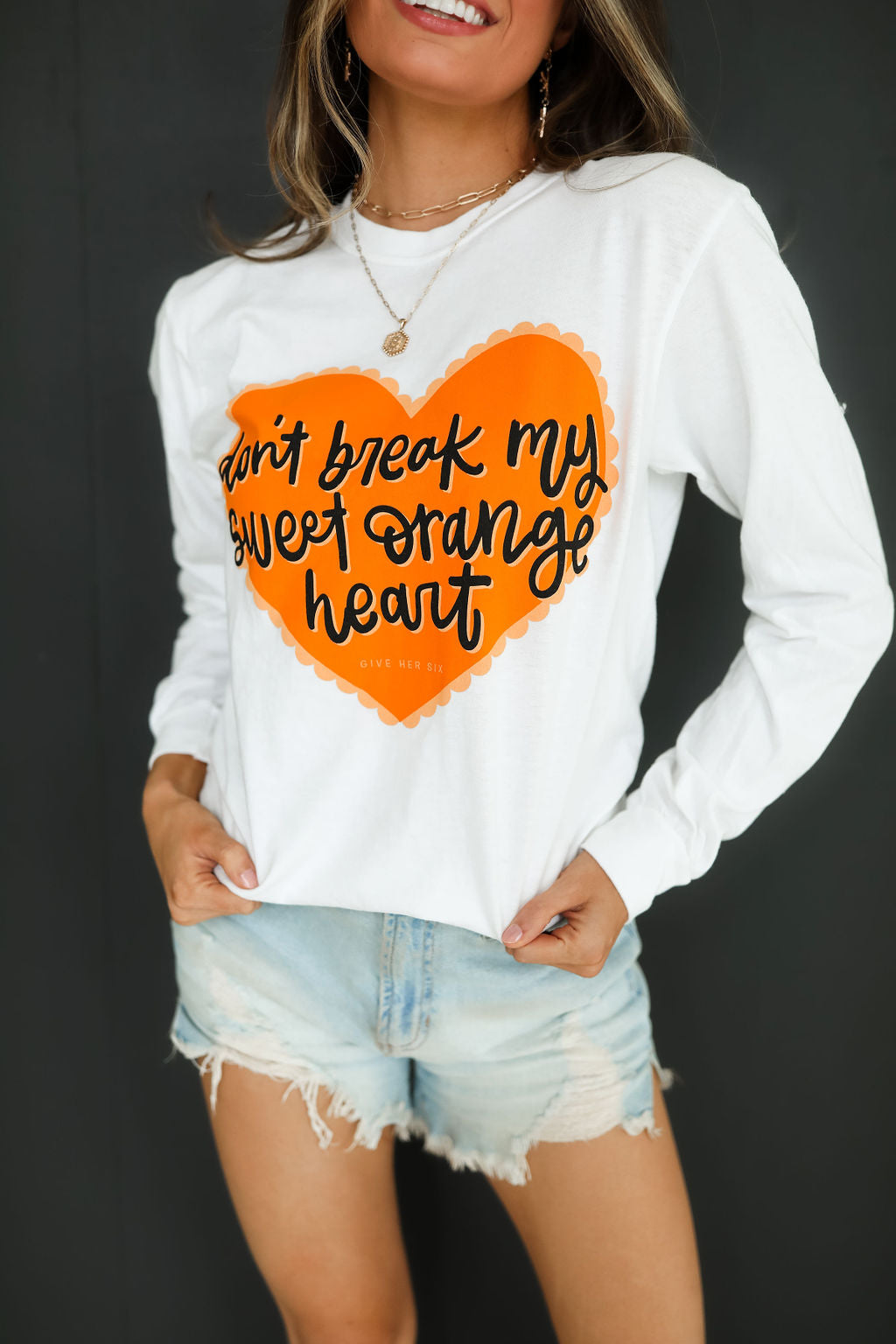 Sweet Orange Heart Long Sleeve