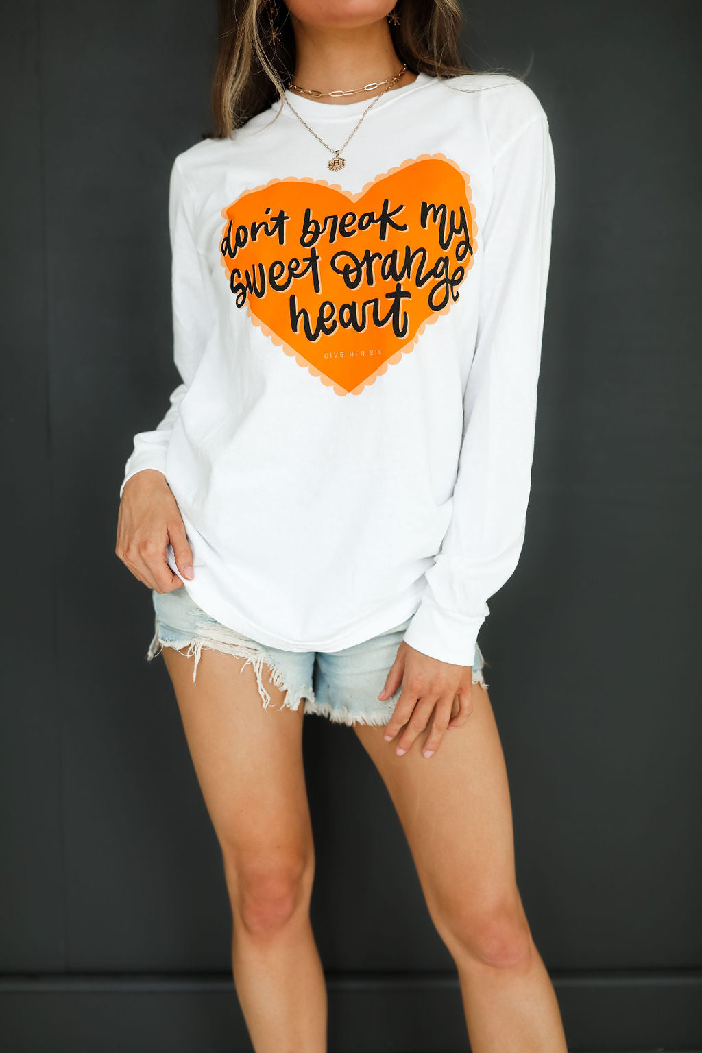 Sweet Orange Heart Long Sleeve