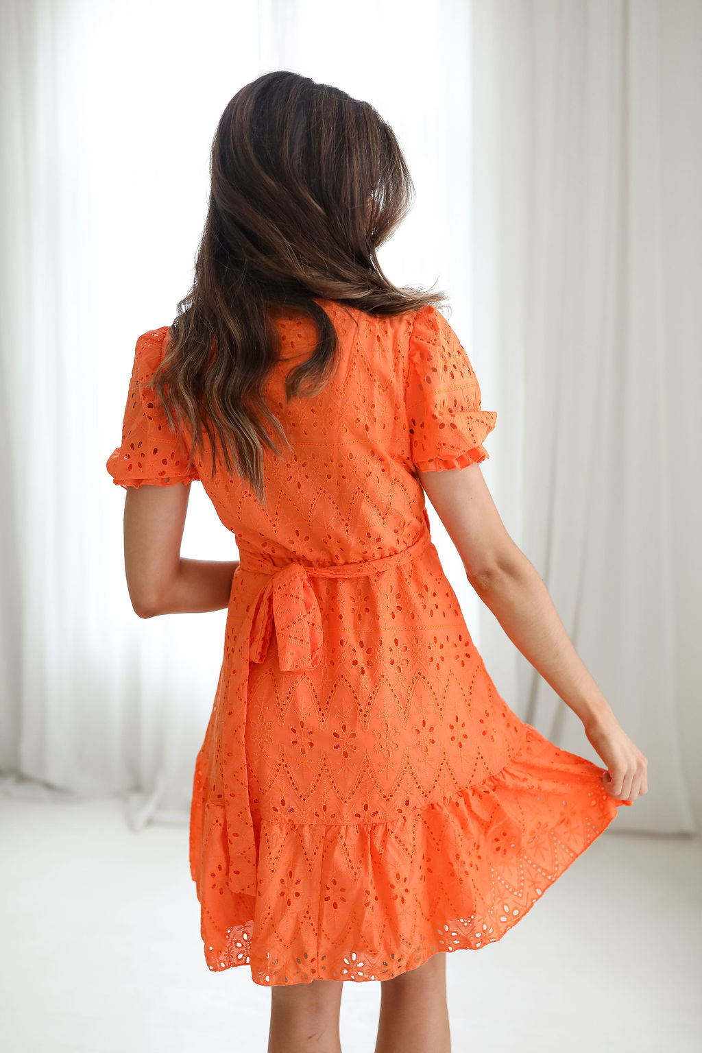 Eyelet wrap dress best sale