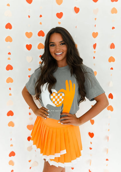 Checkered Heart Hands Short Sleeve