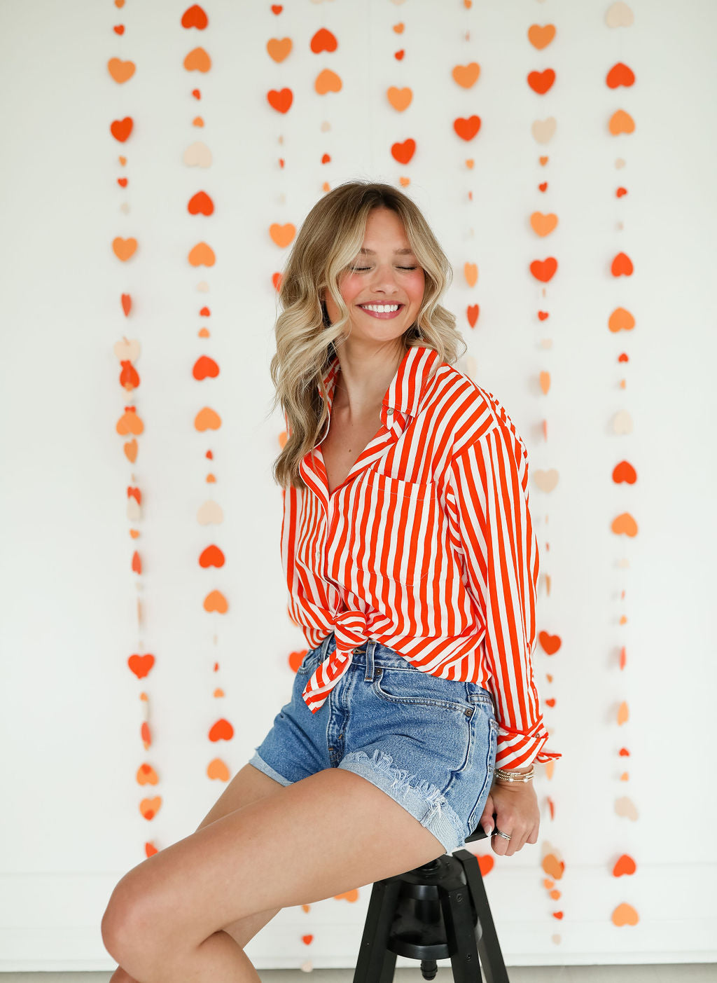 Orange Stripe Oversized Shirt