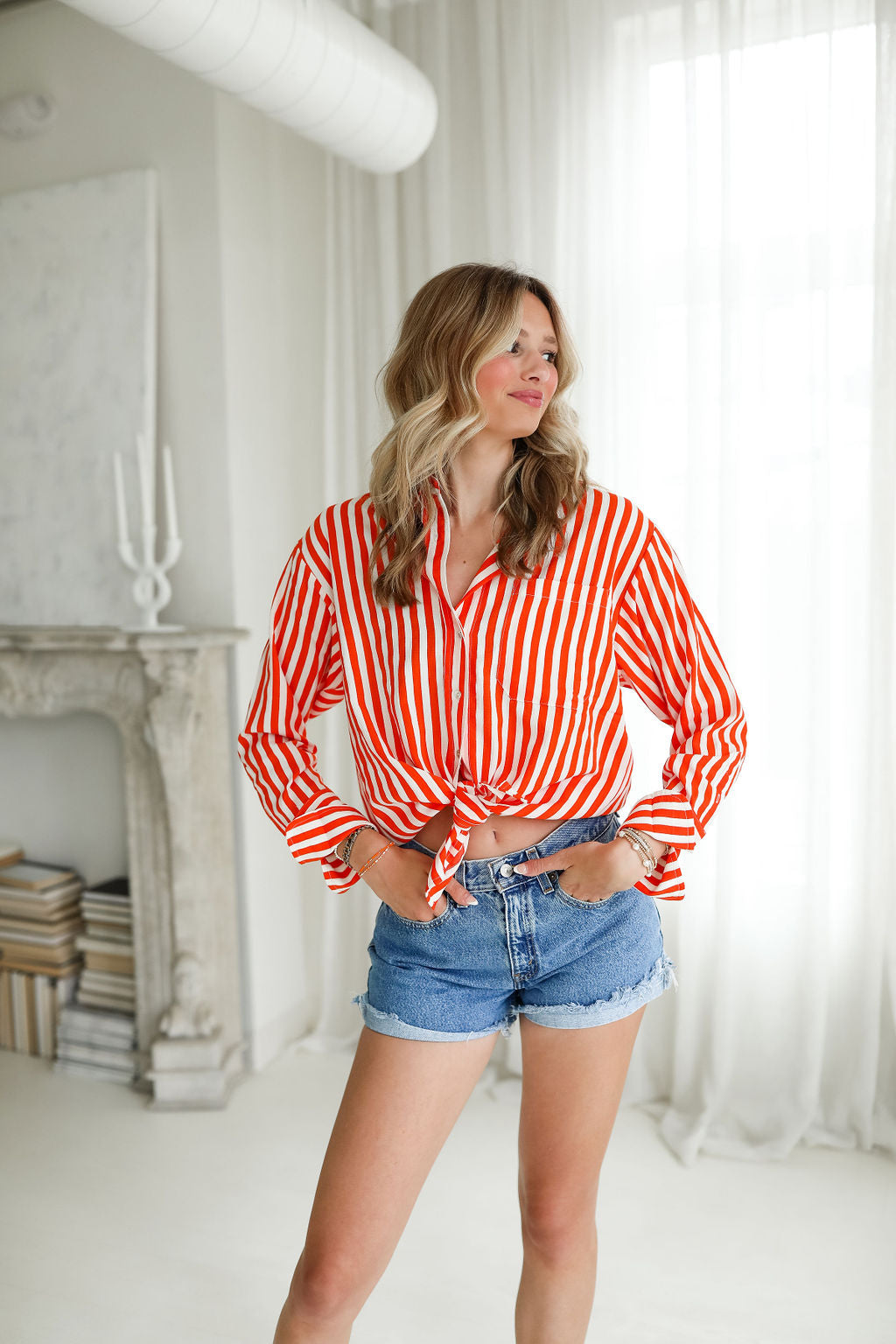 Orange Stripe Oversized Shirt