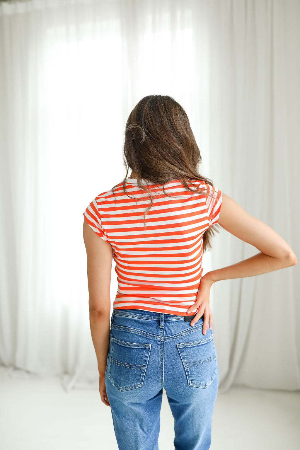 Orange and White Striped Tee