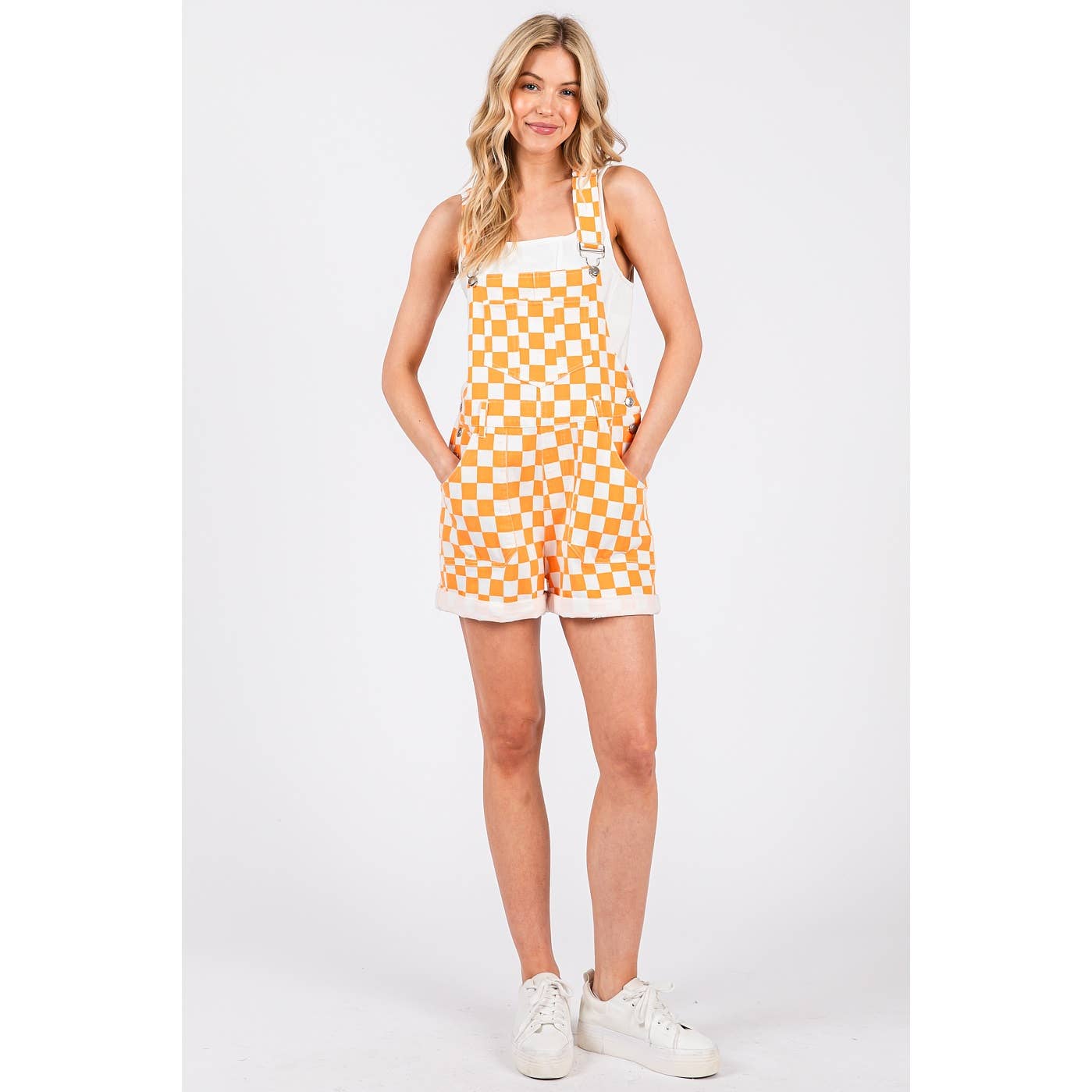 Game Day Checkered Overall Shorts