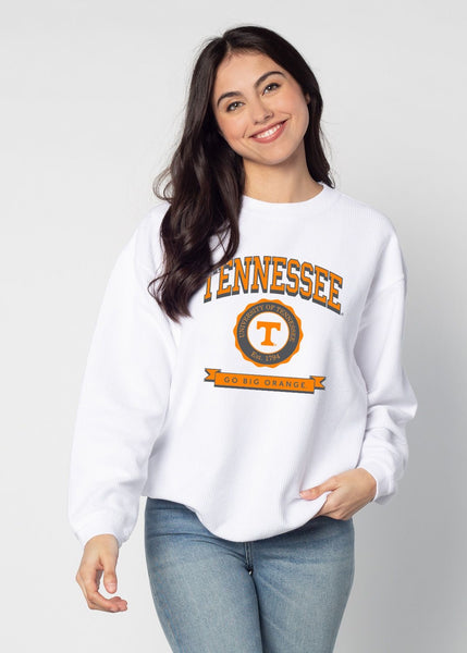 Tennessee Licensed White Corded Crewneck Sweatshirt