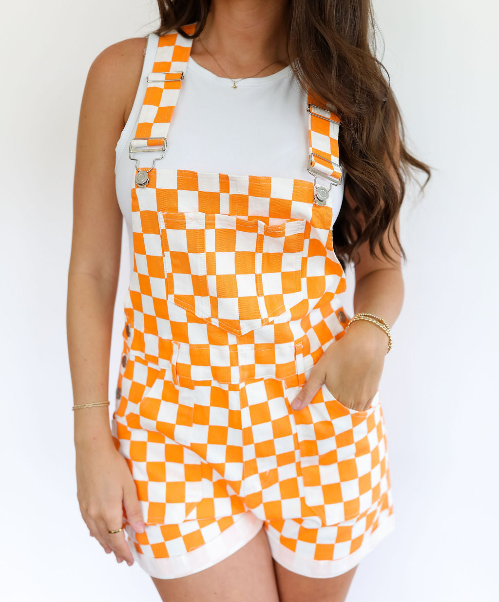 Game Day Checkered Overall Shorts