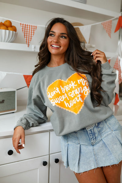 Sweet Orange Heart Grey Sweatshirt