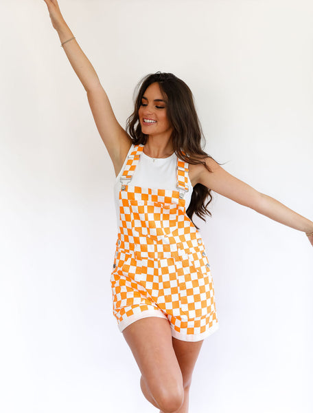 Game Day Checkered Overall Shorts