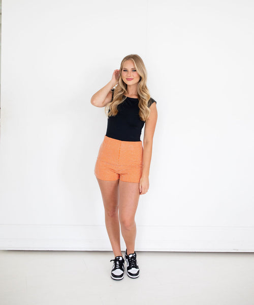 Grace's Orange Studded Shorts