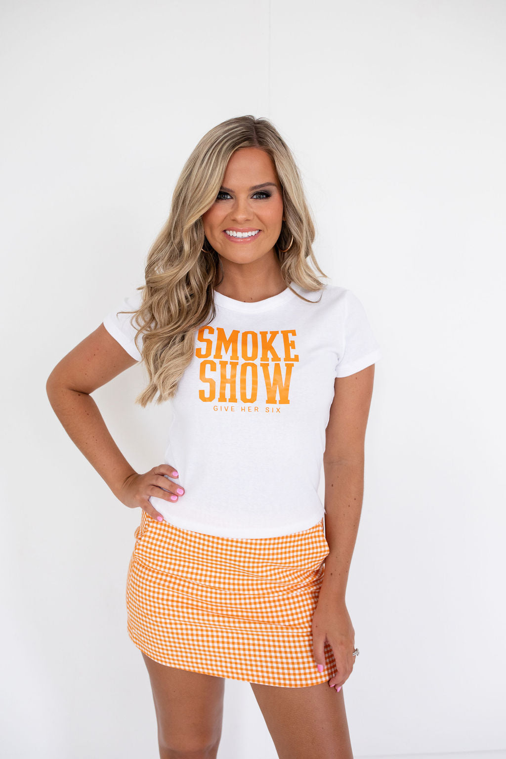 Smoke Show White Baby Tee