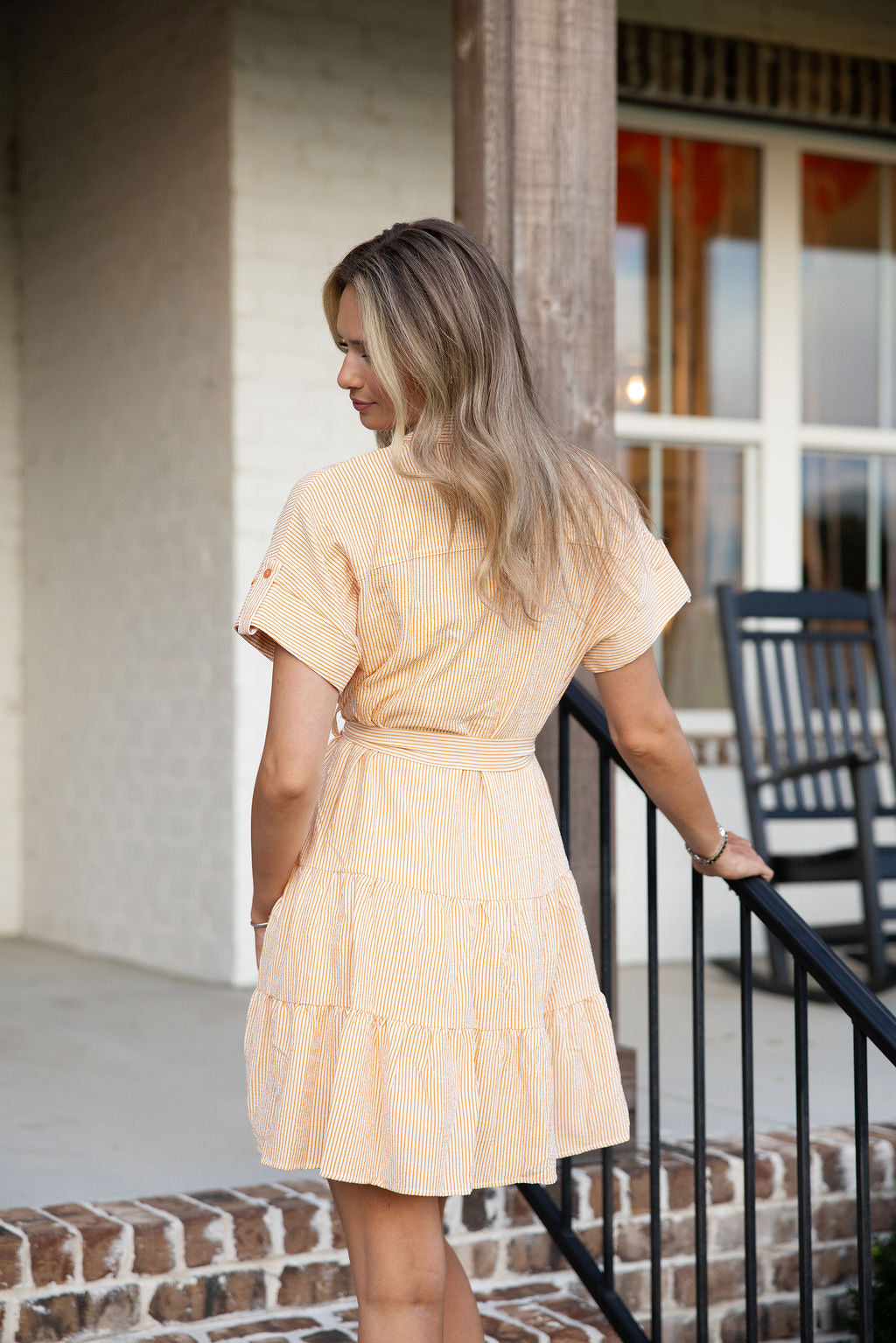 Reece Orange Seersucker Dress