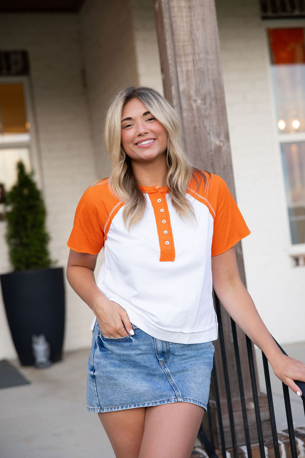 Kristian Orange Baseball Tee