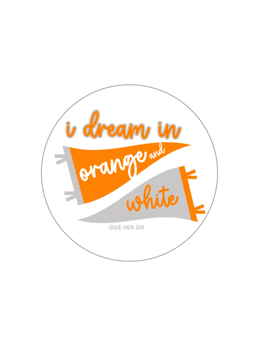 Button: I Dream in Orange and White