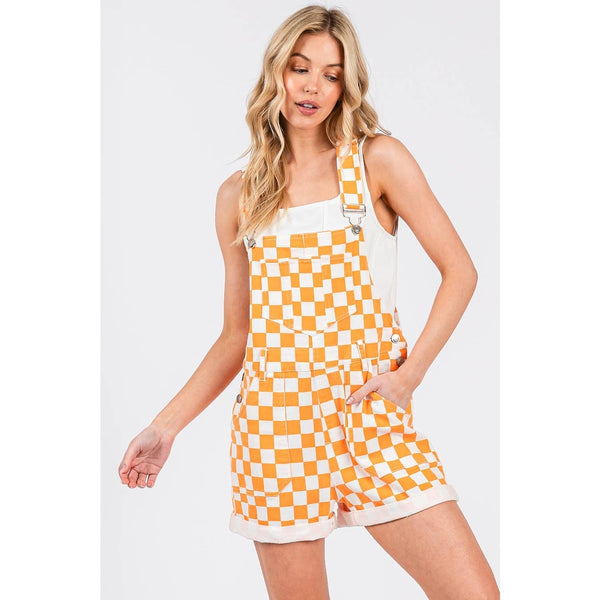 Game Day Checkered Overall Shorts