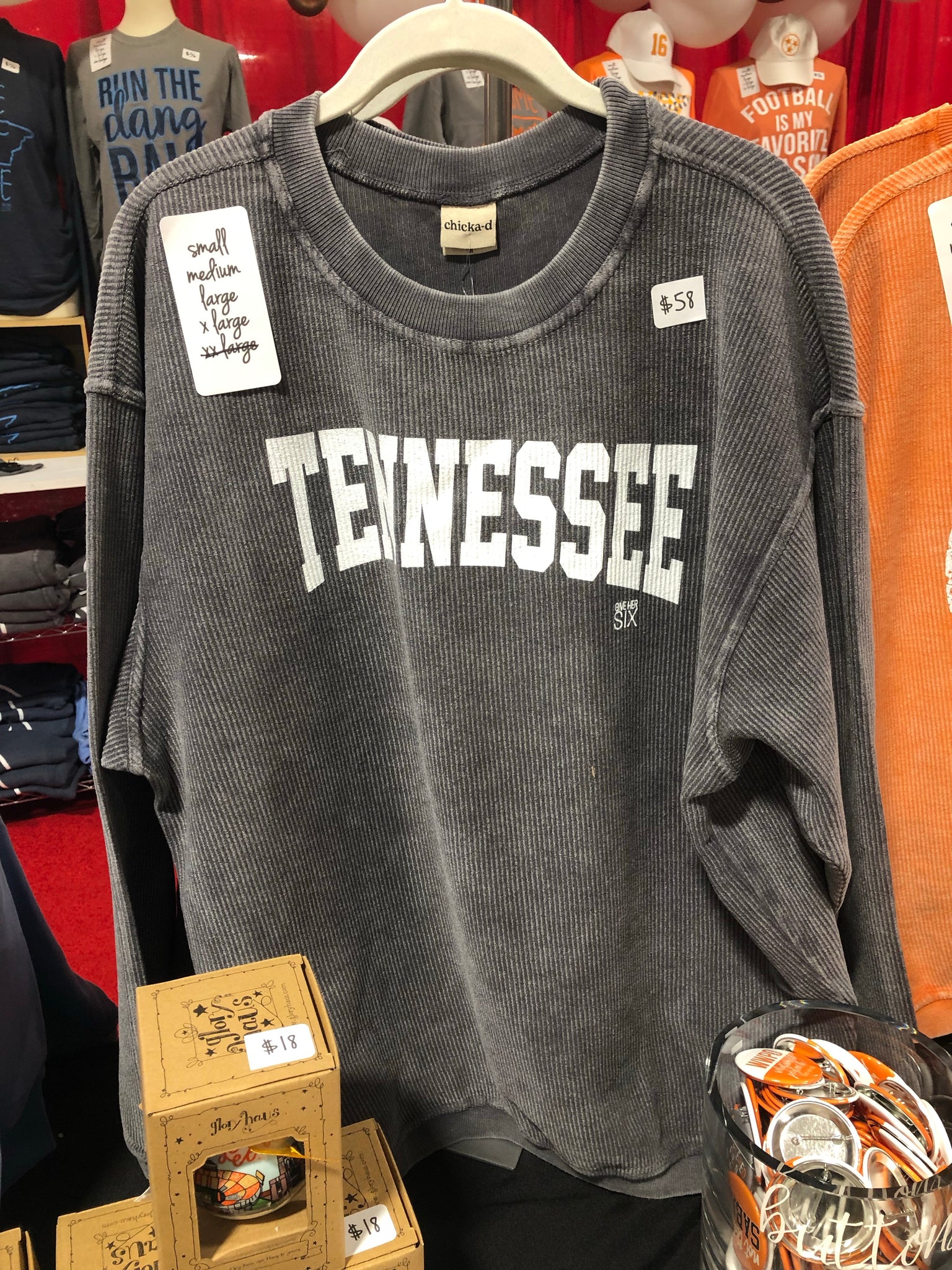 Tennessee Corded Crew in Charcoal